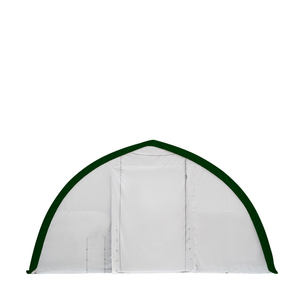 TMG-ST4061E 40' x 60' Peak Ceiling Storage Shelter, Single Truss, 11oz PE Cover, 13' W x 16' H Wide Open Door on Two End Walls