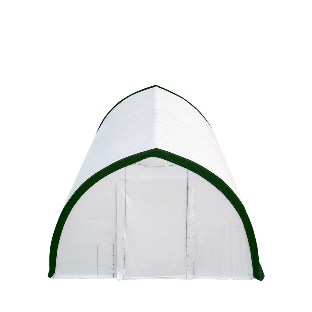 TMG-ST4061E 40' x 60' Peak Ceiling Storage Shelter, Single Truss, 11oz PE Cover, 13' W x 16' H Wide Open Door on Two End Walls