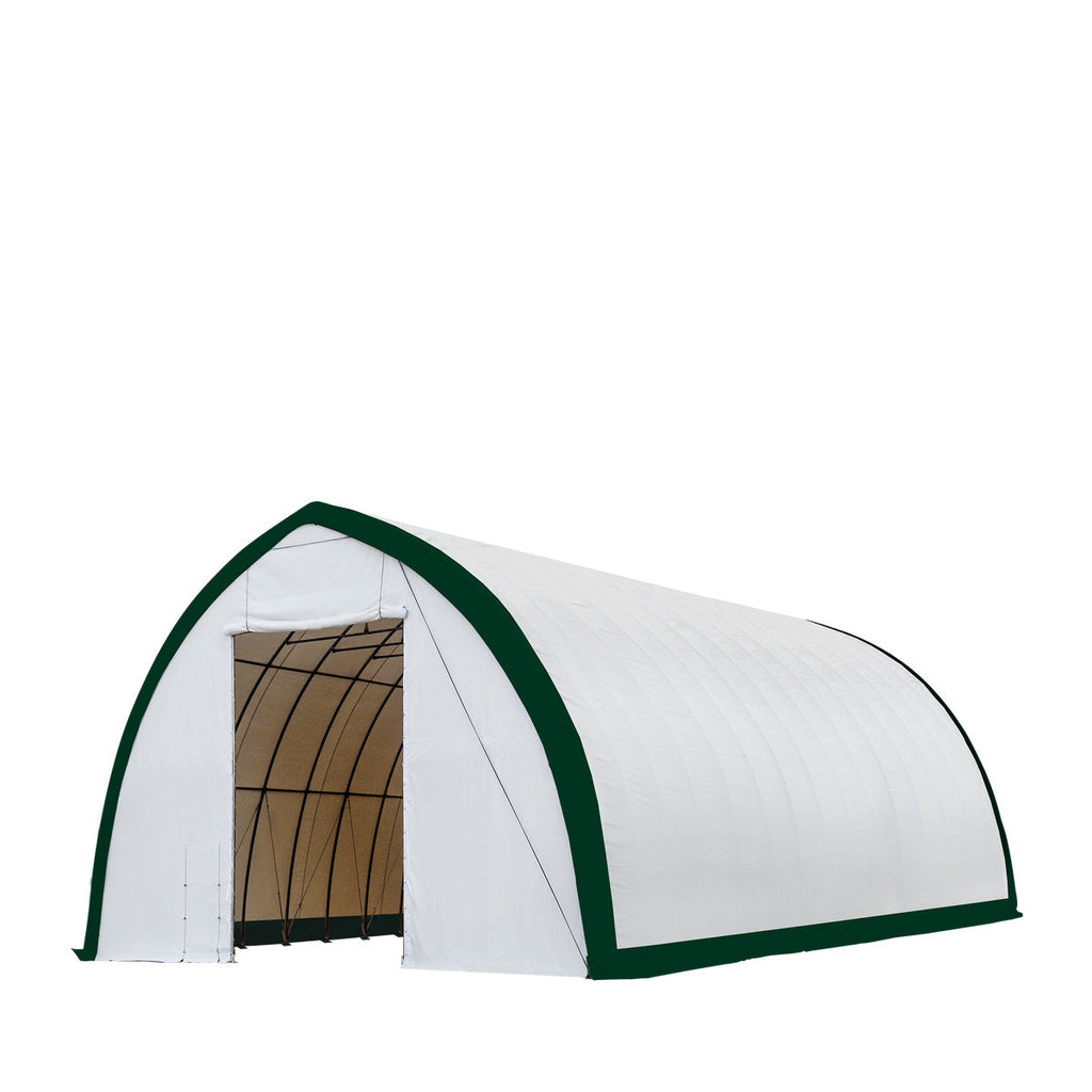 TMG-ST4061E 40' x 60' Peak Ceiling Storage Shelter, Single Truss, 11oz PE Cover, 13' W x 16' H Wide Open Door on Two End Walls