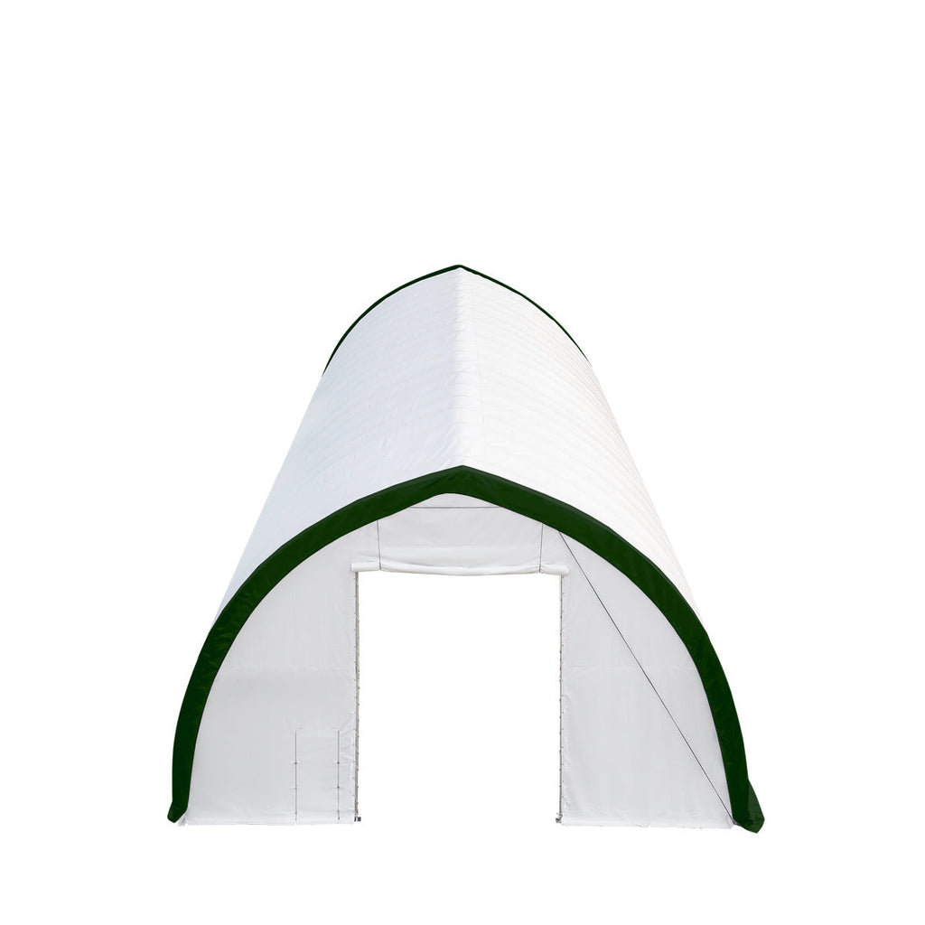 TMG-ST4081E 40' x 80' Peak Ceiling Storage Shelter, Single Truss, 11oz PE Cover, 13' W x 16' H Wide Open Door on Two End Walls