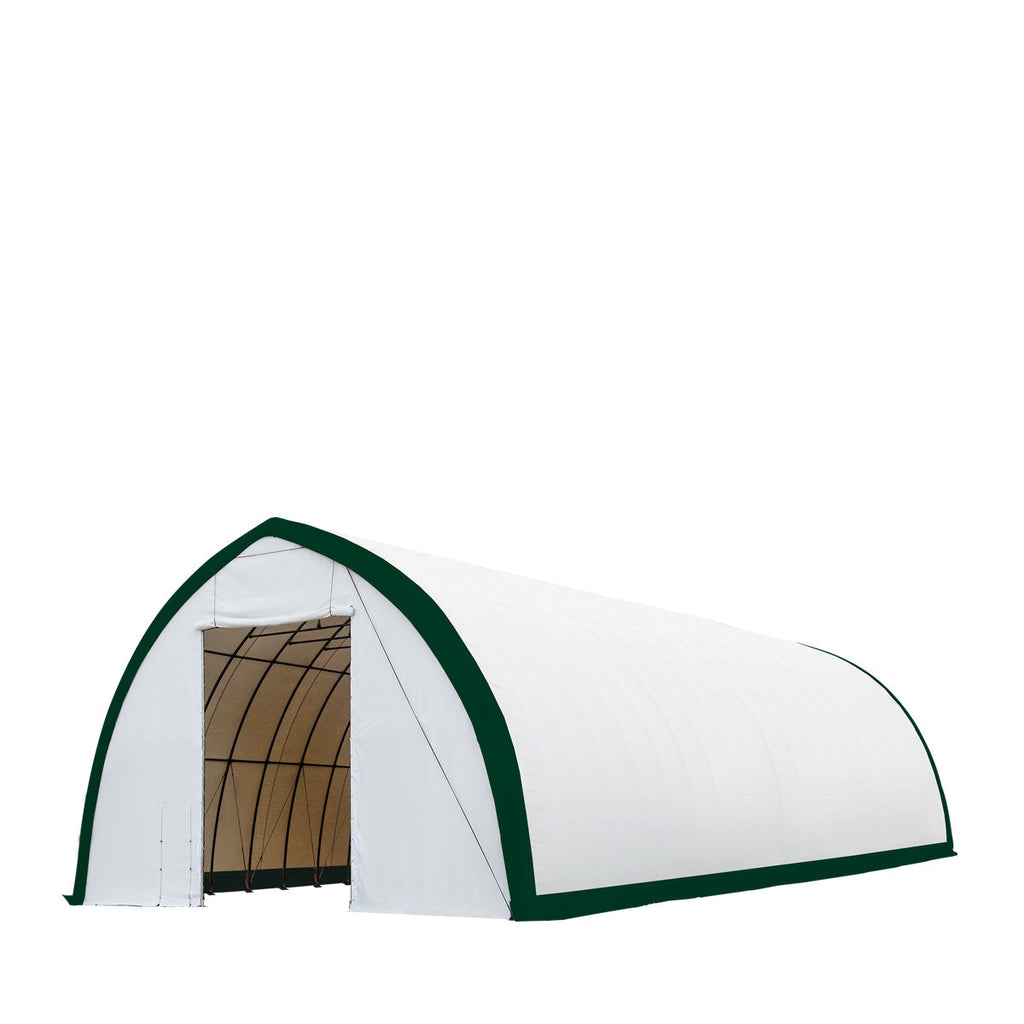 TMG-ST4081E 40' x 80' Peak Ceiling Storage Shelter, Single Truss, 11oz PE Cover, 13' W x 16' H Wide Open Door on Two End Walls
