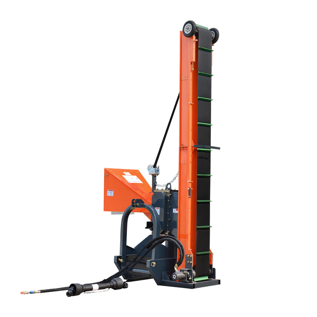 TMG Industrial 3-Point Hitch Firewood Branch Logger & 45° Adjustable Belt Conveyor, 20-60 HP Tractor, PTO Driveline Shaft Included, TMG-TFL42