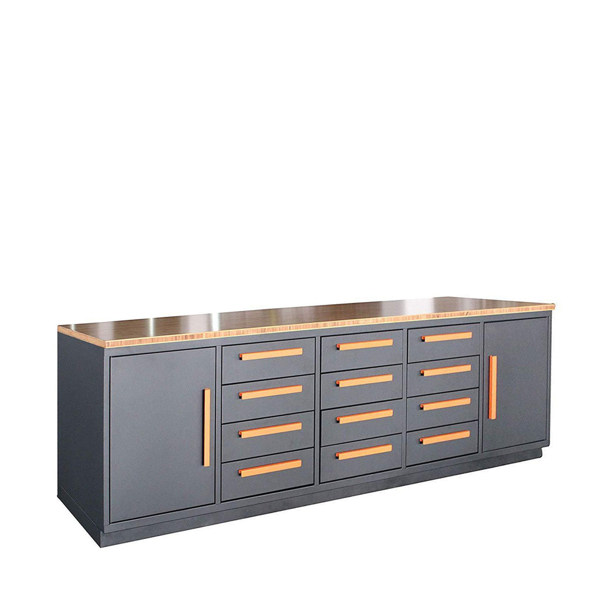 TMG Industrial Heavy-Duty 10-Ft Workbench, 12 Drawers, 2 Cabinets & Bamboo Top – TMG-WB10B