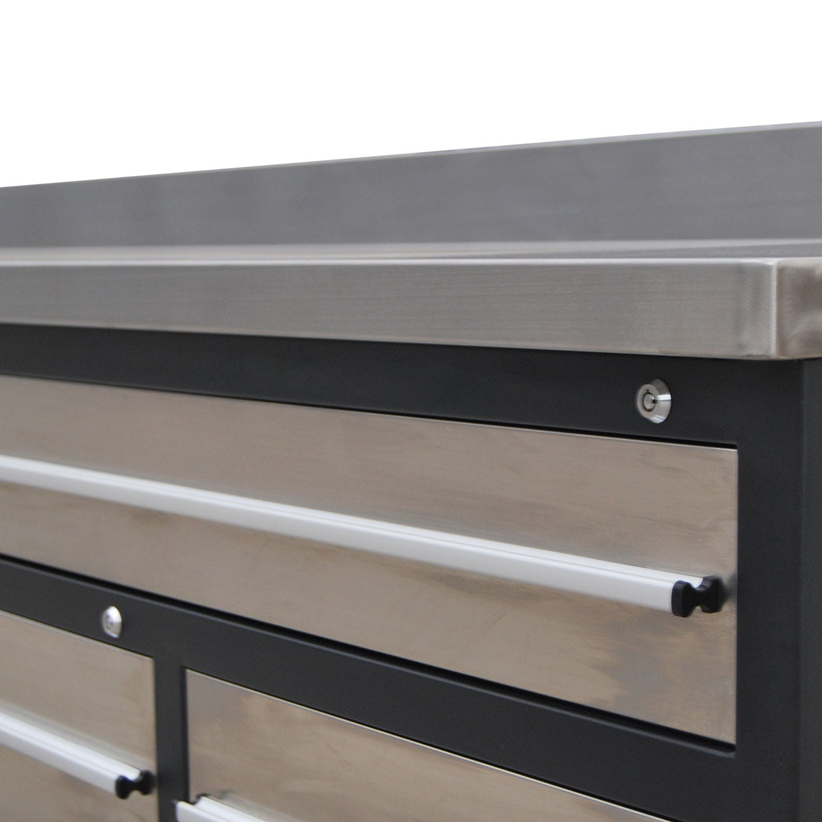 TMG Industrial Pro Series 10-FT 20 Drawer Workbench with Stainless Table Top and Drawer Fronts, Double Slide Lockable Drawers, All-in-One Welded Frame, TMG-WB21DS