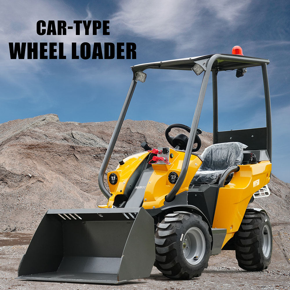 HUAYEE WHY500 Mini Wheel Loader | Compact Articulated Wheel Loader - Hydrostatic Drive - Small Front End Loader for Landscaping & Farming
