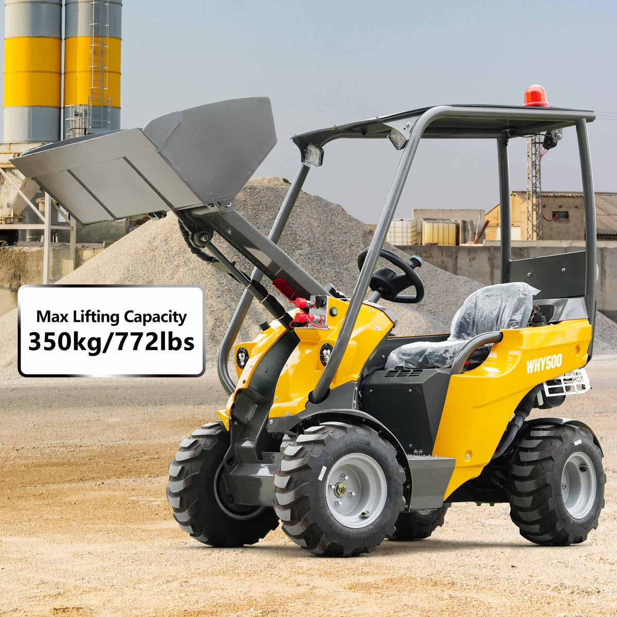 HUAYEE WHY500 Mini Wheel Loader | Compact Articulated Wheel Loader - Hydrostatic Drive - Small Front End Loader for Landscaping & Farming