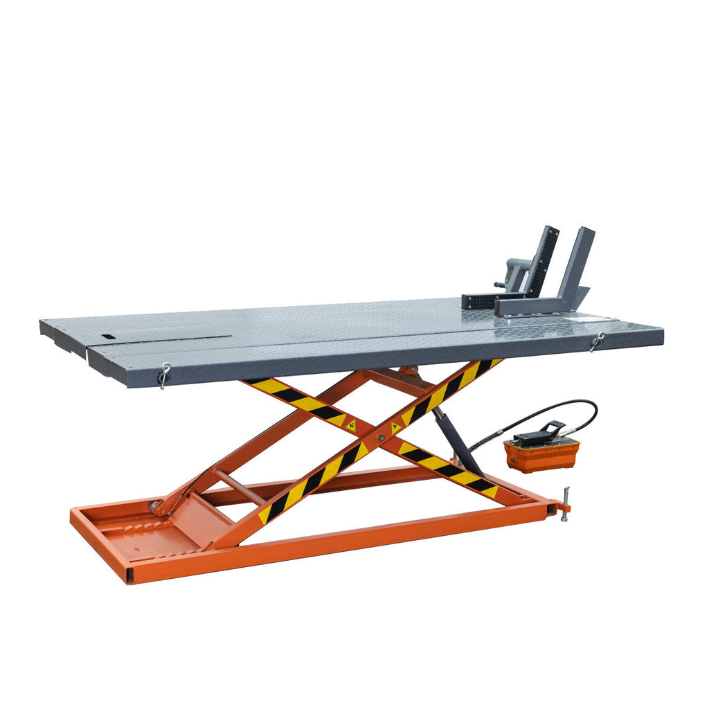 TMG Industrial 1500-lb Portable Motorcycle/ATV Scissor Lift, 48” Work Platform, Side Extensions, Front Vise Grip, TMG-1500PML