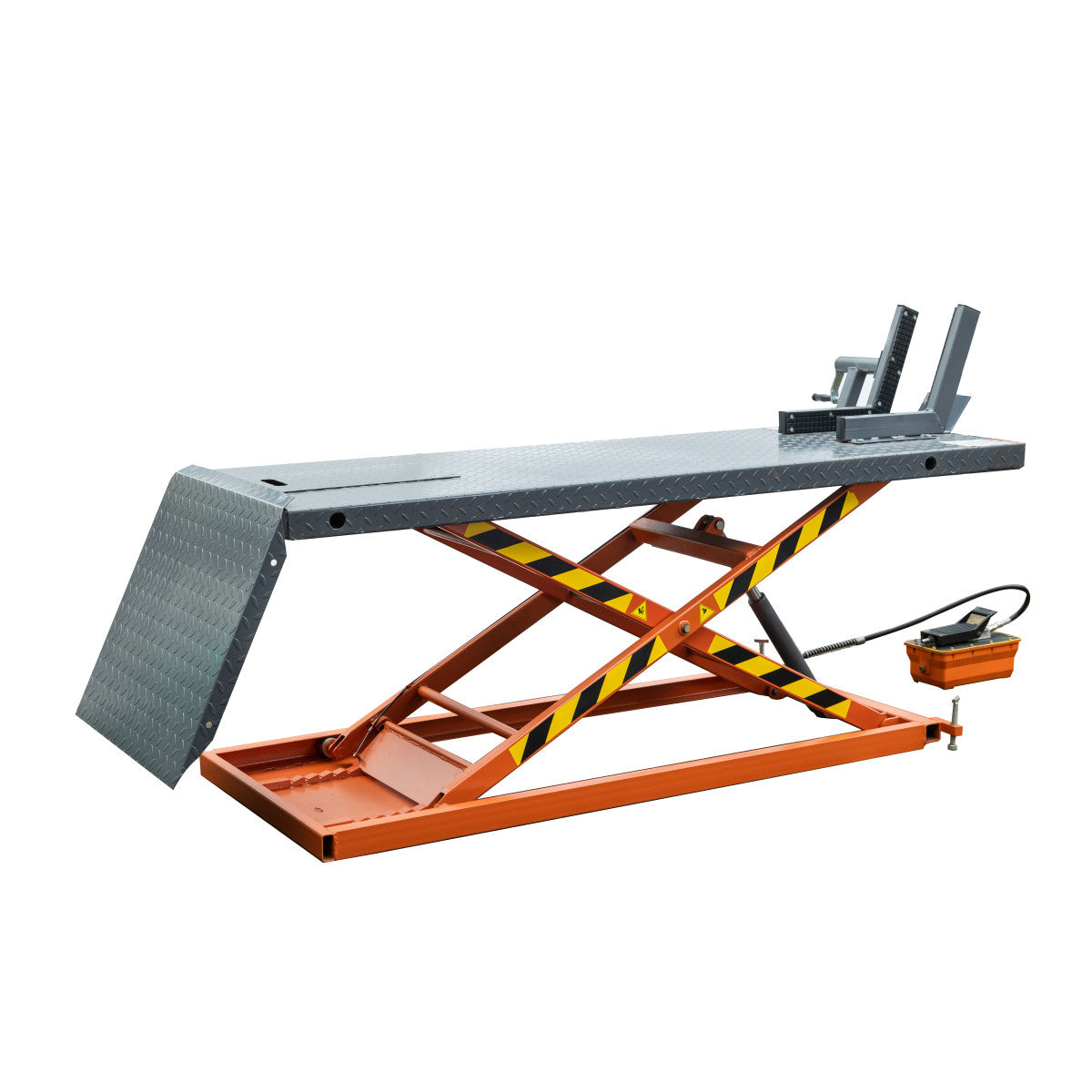 TMG Industrial 1500-lb Portable Motorcycle/ATV Scissor Lift, 48” Work Platform, Side Extensions, Front Vise Grip, TMG-1500PML
