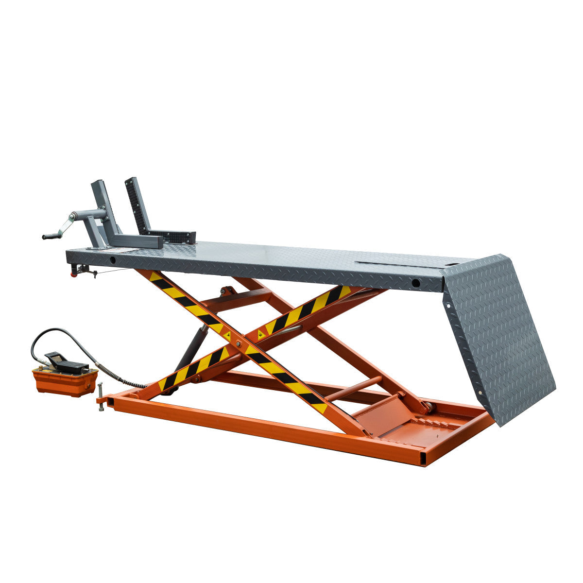 TMG Industrial 1500-lb Portable Motorcycle/ATV Scissor Lift, 48” Work Platform, Side Extensions, Front Vise Grip, TMG-1500PML