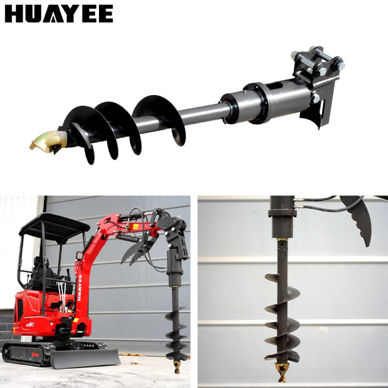 32x8" Auger Attachment for 1-1.8 Ton Mini Excavators | HUAYEE HYE02