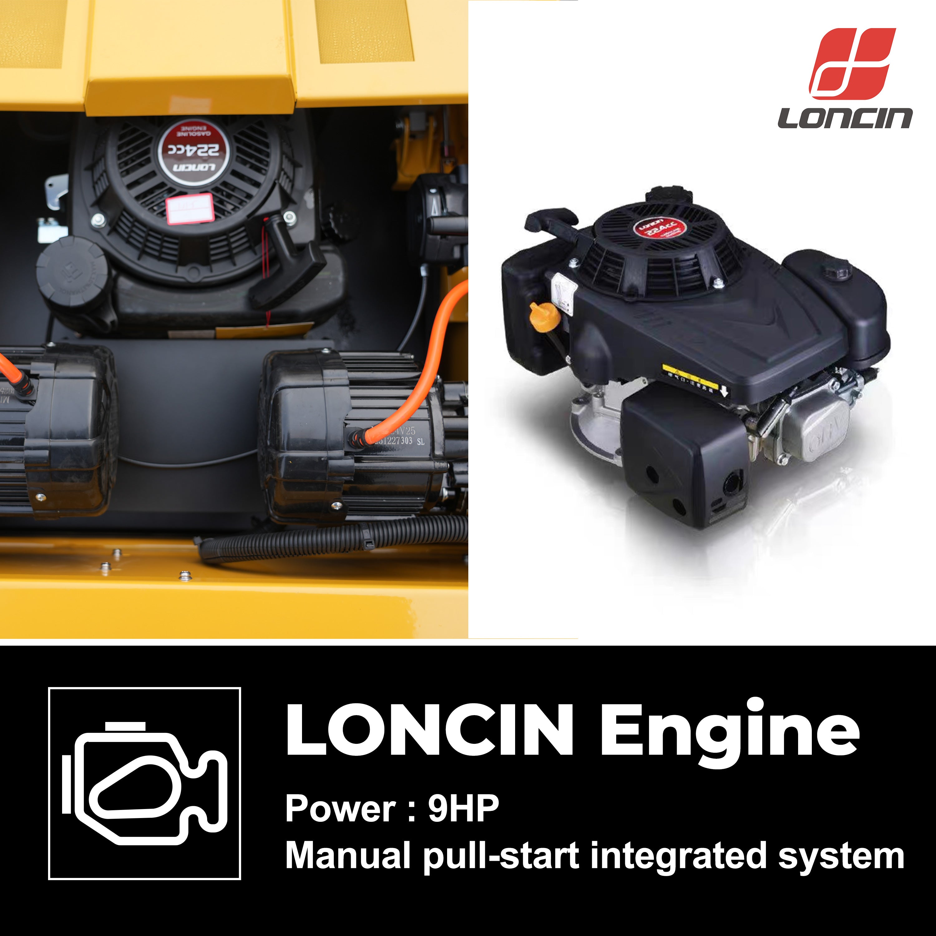 HUAYEE MHY55 Mini Compact Remote Control Tracked Lawn Mower - 9HP LONCIN Gas Engine, 550mm Mowing Width