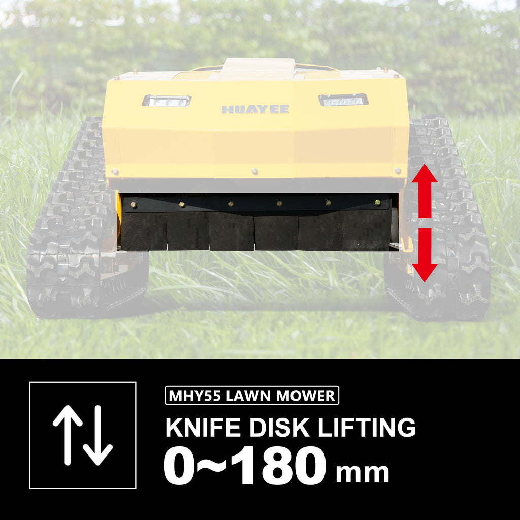 HUAYEE MHY55 Mini Compact Remote Control Tracked Lawn Mower - 9HP LONCIN Gas Engine, 550mm Mowing Width