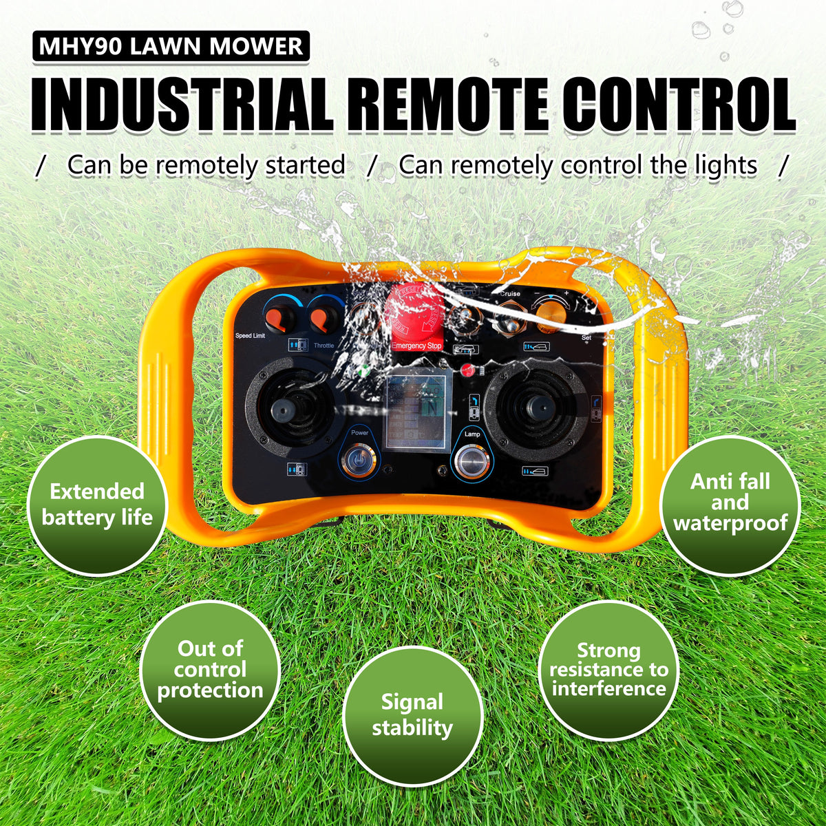 HUAYEE MHY90 Heavy-Duty Remote Control Tracked Slope Mower - 22HP, 900mm Cutting Width