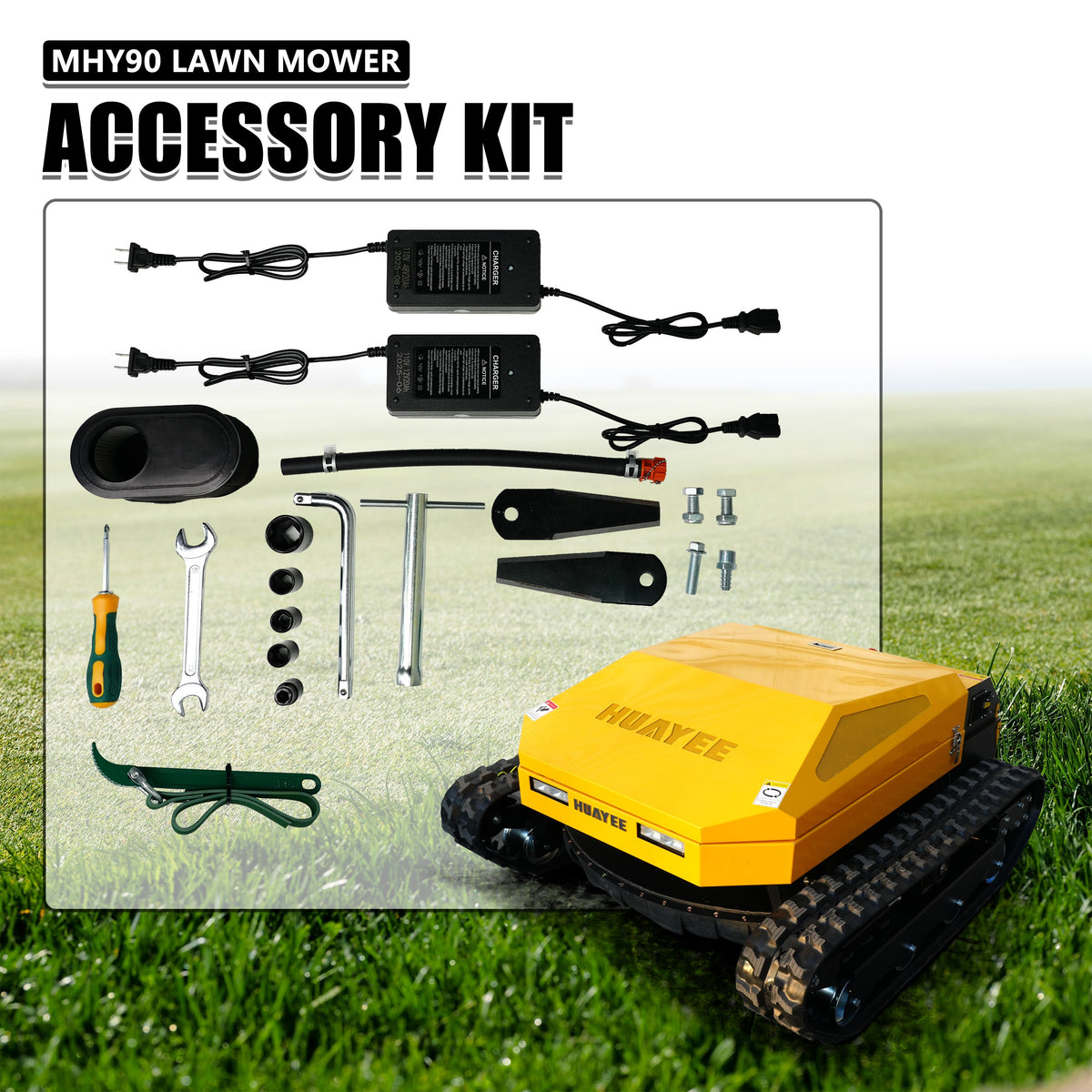 HUAYEE MHY90 Heavy-Duty Remote Control Tracked Slope Mower - 22HP, 900mm Cutting Width