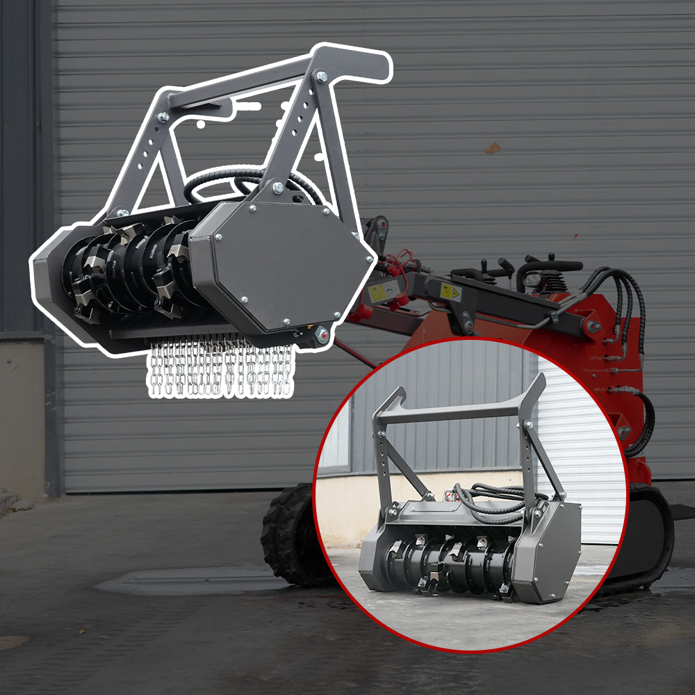 HUAYEE HYS18 | 40" Mini Skid Steer Drum Forestry Mulcher Attachment for HY480C/HY480D