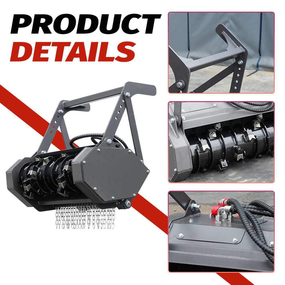 HUAYEE HYS18 | 40" Mini Skid Steer Drum Forestry Mulcher Attachment for HY480C/HY480D