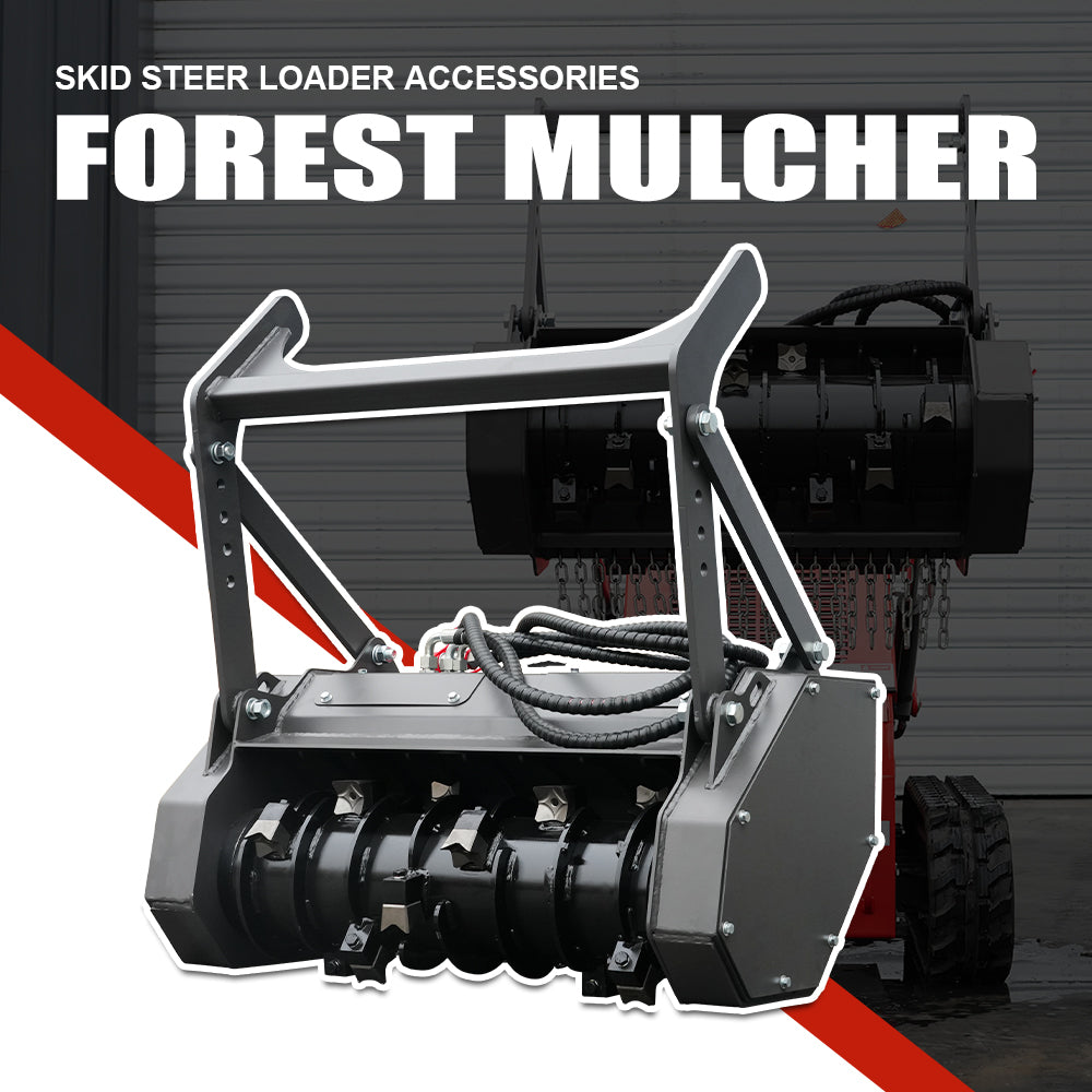 HUAYEE HYS18 | 40" Mini Skid Steer Drum Forestry Mulcher Attachment for HY480C/HY480D