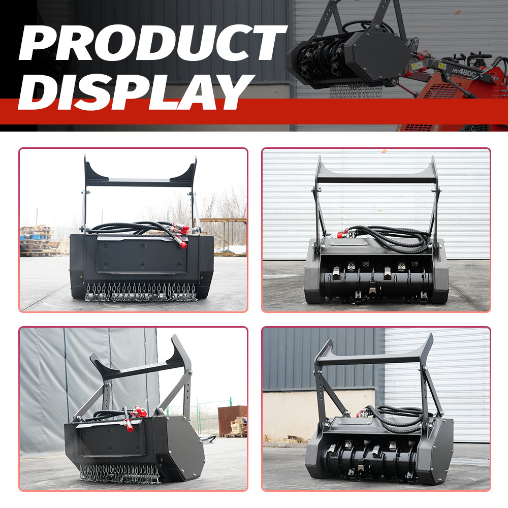 HUAYEE HYS18 | 40" Mini Skid Steer Drum Forestry Mulcher Attachment for HY480C/HY480D