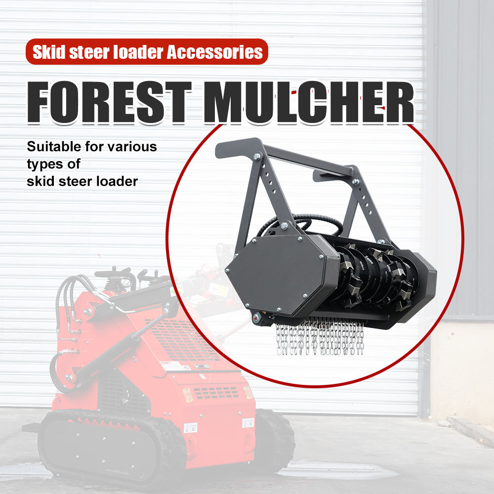 HUAYEE HYS18 | 40" Mini Skid Steer Drum Forestry Mulcher Attachment for HY480C/HY480D