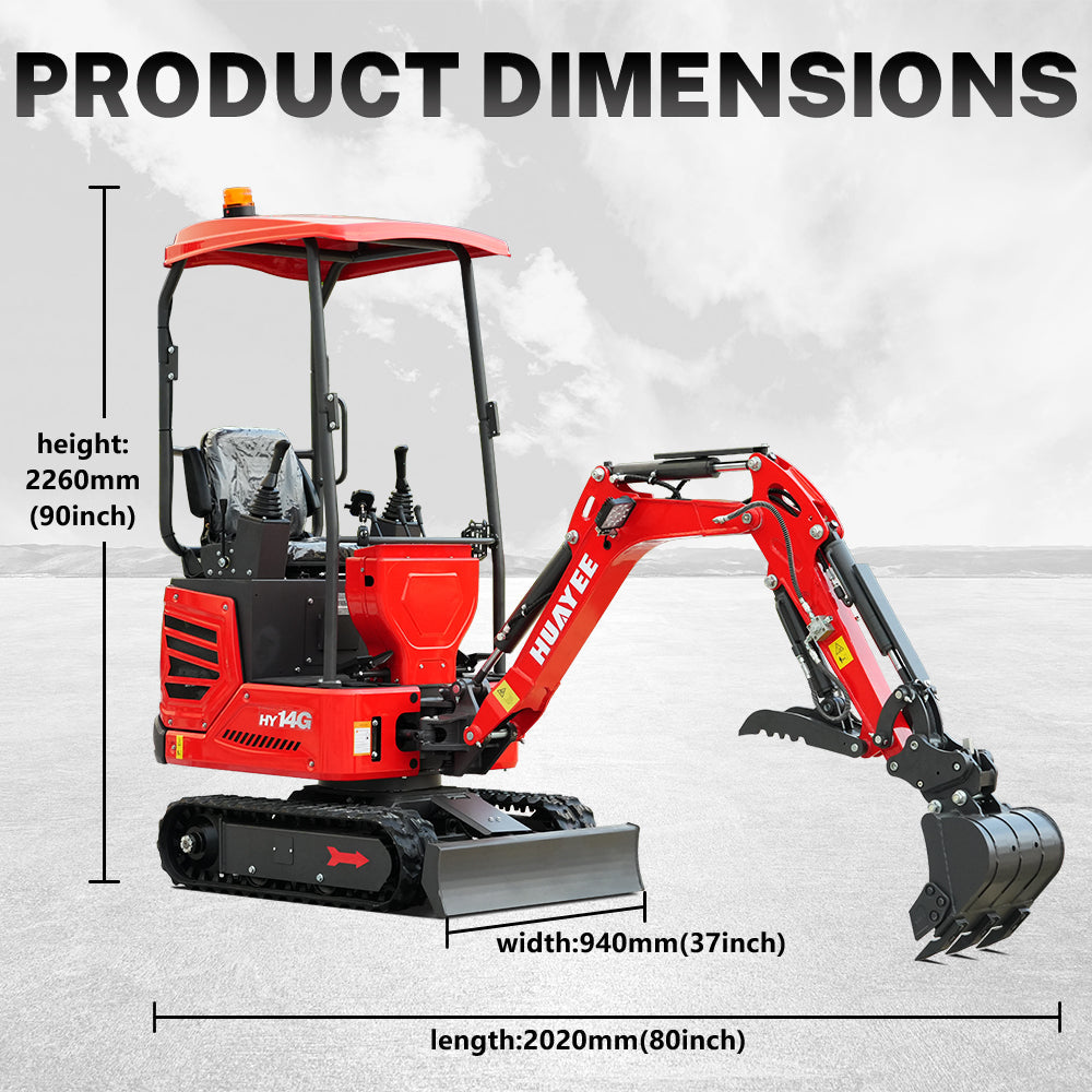 HUAYEE HY14G | Mini Excavator with Kubota Engine & Advanced Hydraulics