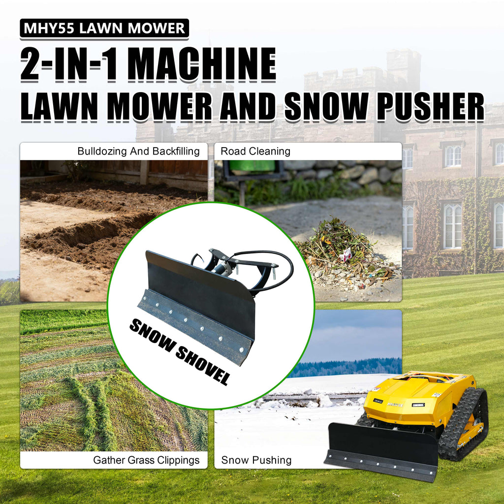 HUAYEE MHY55 Remote Control Tracked Lawn Mower & MHY55-1 Dozer Blade Set | Crawler