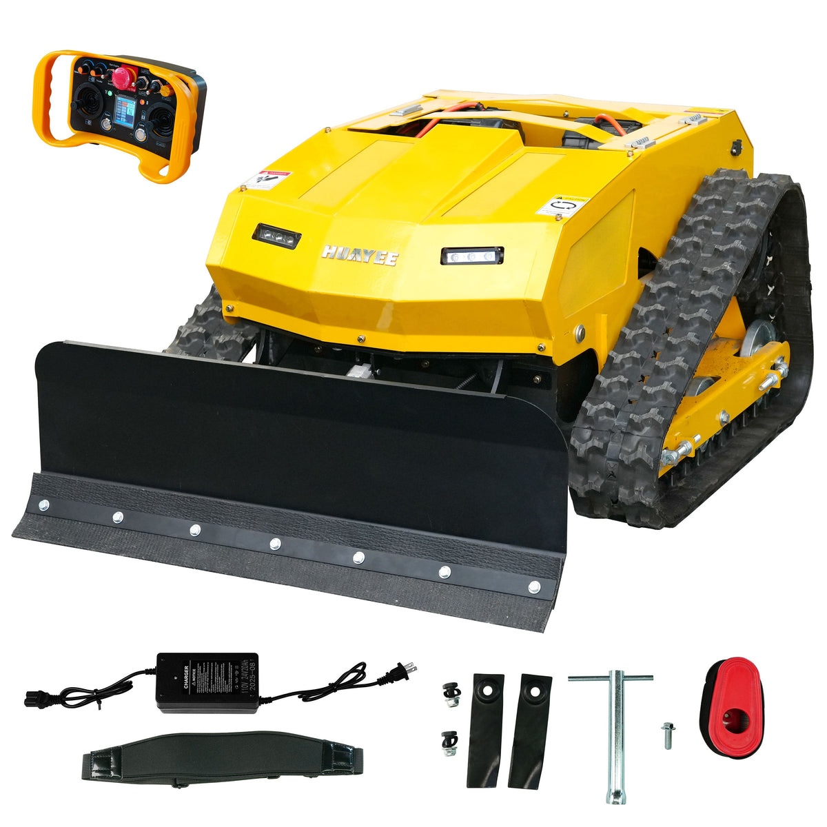 HUAYEE MHY55 Remote Control Tracked Lawn Mower & MHY55-1 Dozer Blade Set | Crawler
