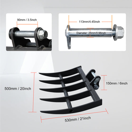 Rake for 1-1.8 Ton Mini Excavators | HUAYEE HYE01-3