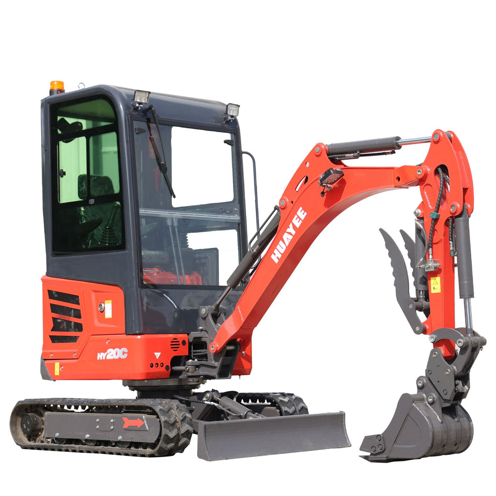 HUAYEE HY20C | 2 Ton Pro Mini Excavator with 16HP Kubota Engine & Enclosed Cab