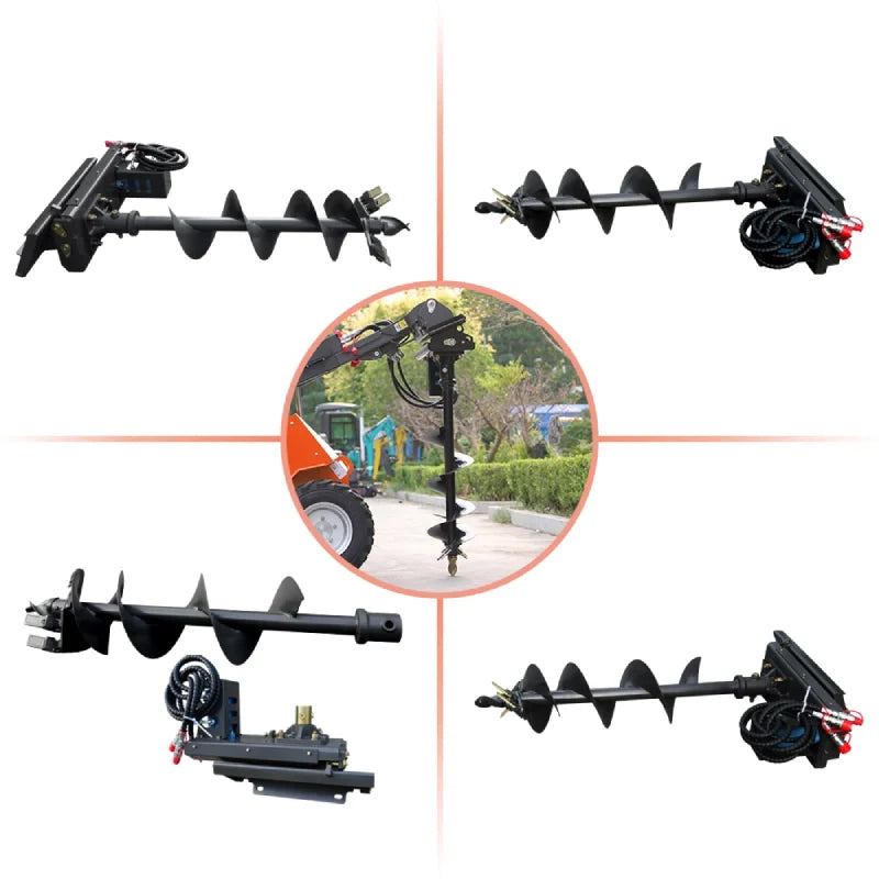 3-in-1 Set Australian Style Auger + 220mm + 300mm Drill Rod Attachments for Mini Skid Steer Loaders | HUAYEE HYS03
