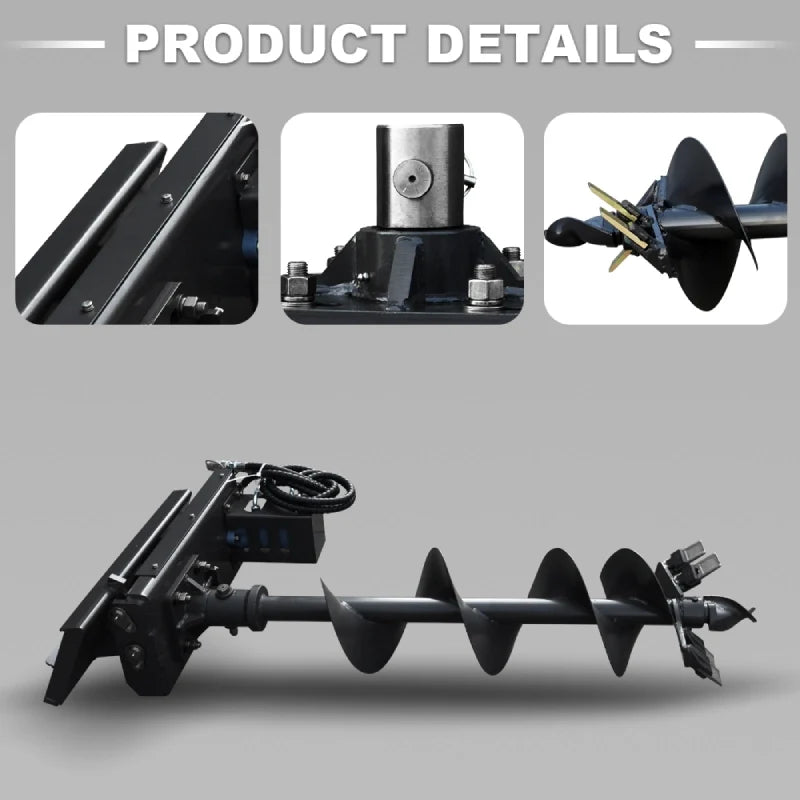 3-in-1 Set Australian Style Auger + 220mm + 300mm Drill Rod Attachments for Mini Skid Steer Loaders | HUAYEE HYS03
