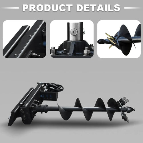 3-in-1 Set Australian Style Auger + 220mm + 300mm Drill Rod Attachments for Mini Skid Steer Loaders | HUAYEE HYS03