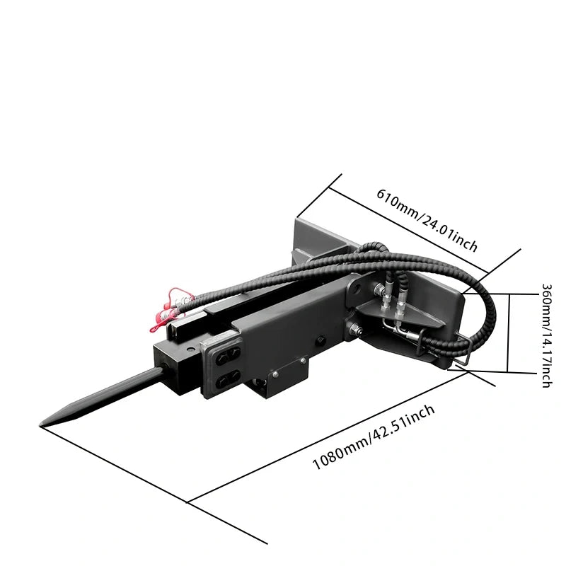 HUAYEE HYS10 | 3500mm Breaker Attachment for Mini Skid Steer Loaders