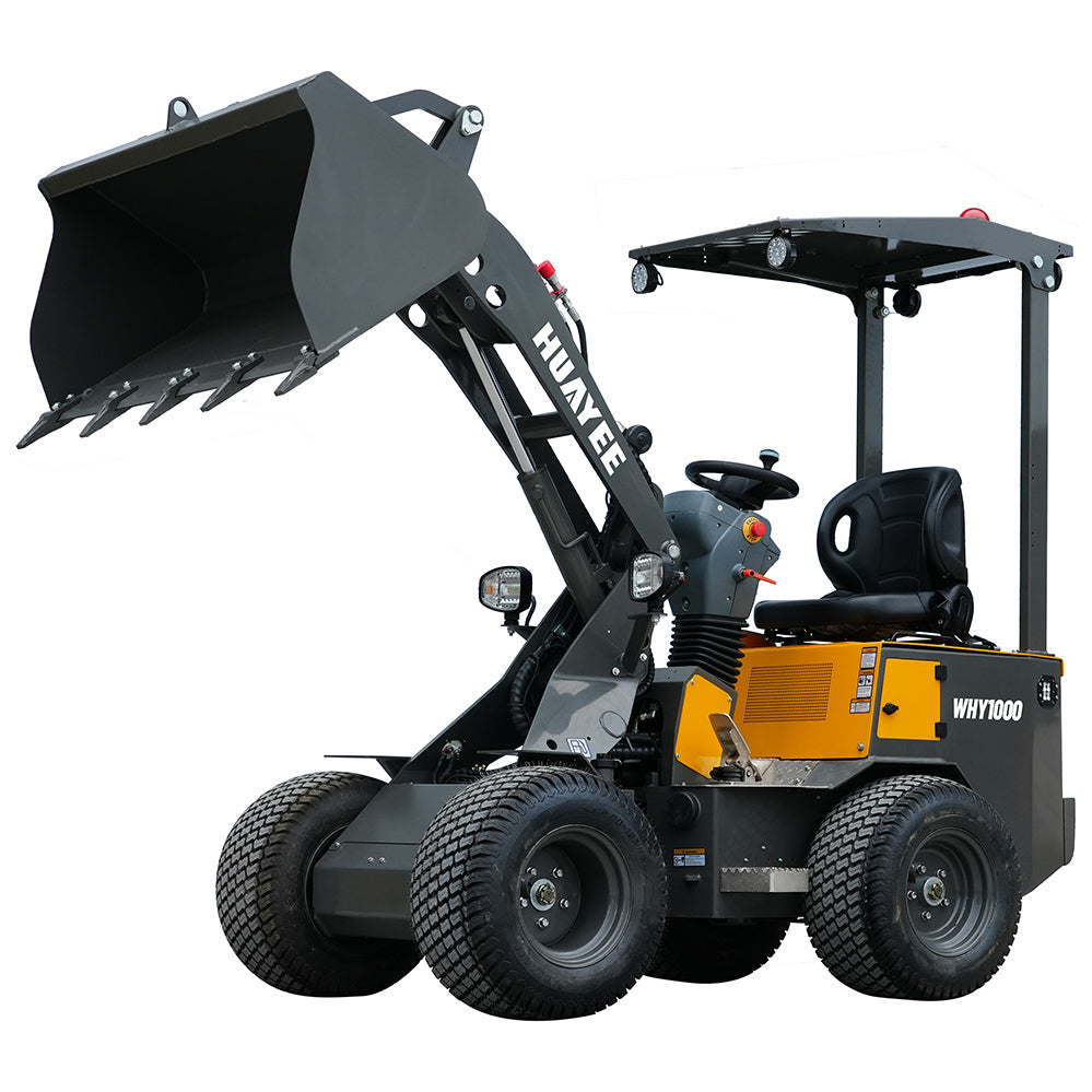 HUAYEE WHY1000 Mini Wheel Loader | 1000kg Lifting Capacity | Perkins 403J-11 Diesel Engine | EU Stage V & EPA Tier 4 Final