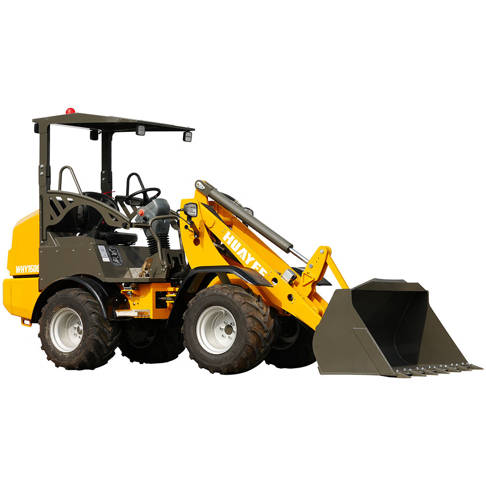 HUAYEE WHY1500 Mini Wheel Loader | Kubota D1703 Engine | 1200kg Lifting Capacity | EU Stage V & EPA Tier 4 Final