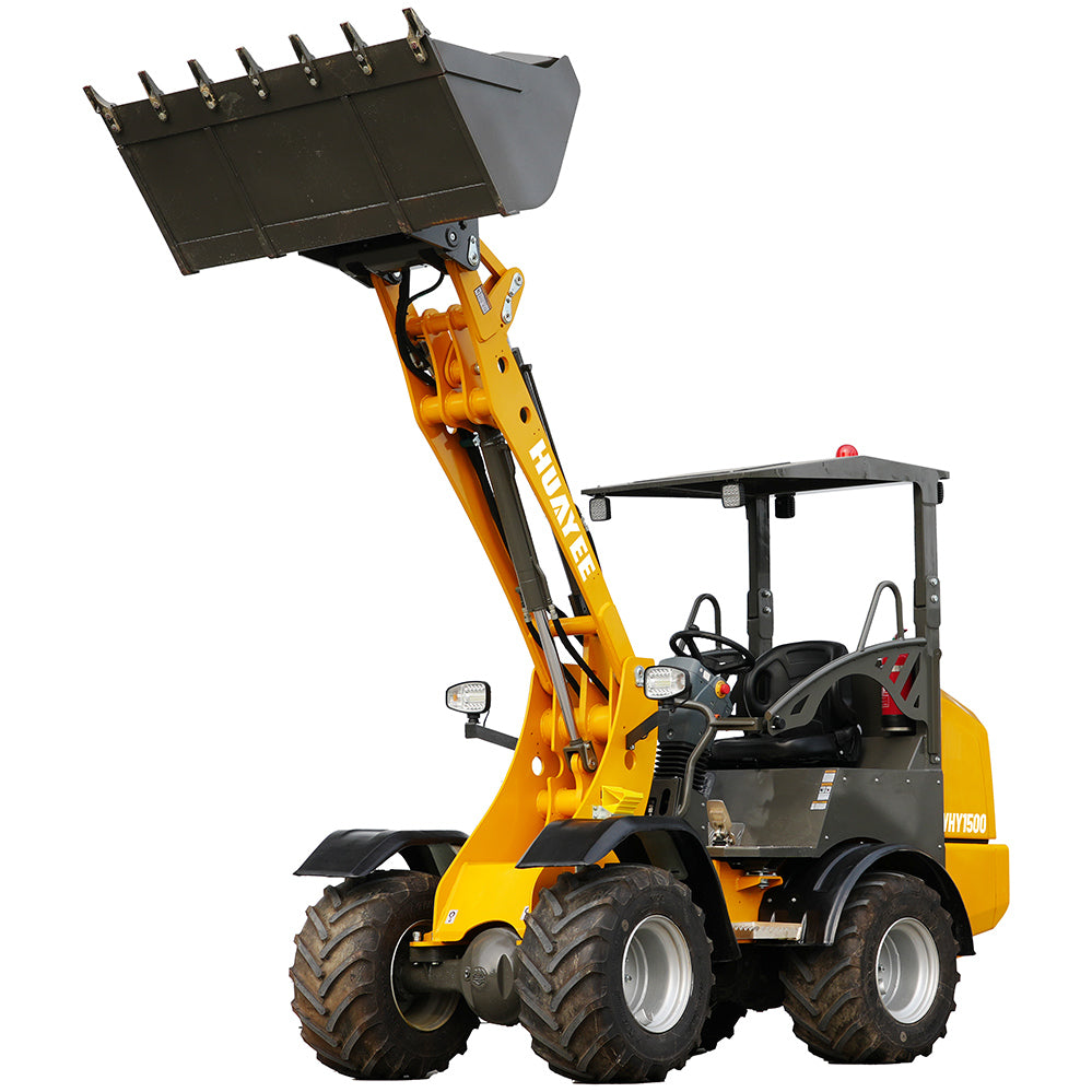 HUAYEE WHY1500 Mini Wheel Loader | Kubota D1703 Engine | 1200kg Lifting Capacity | EU Stage V & EPA Tier 4 Final