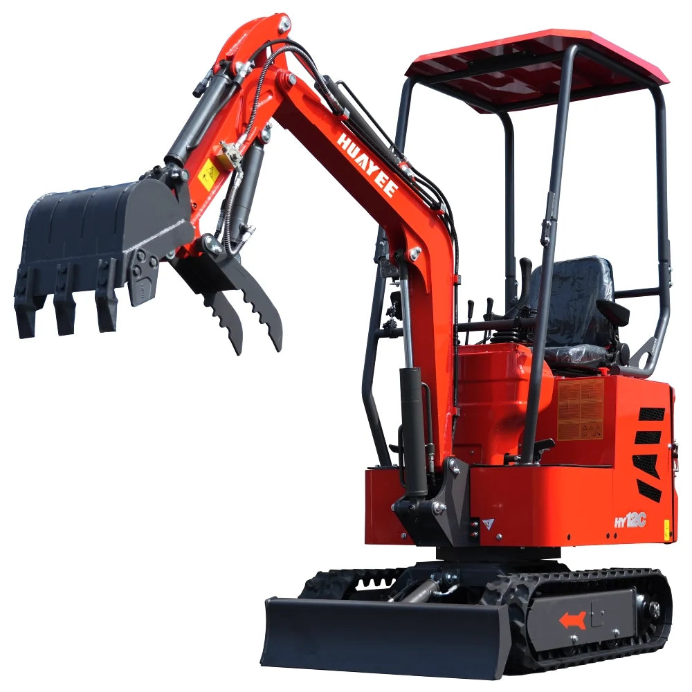 HUAYEE HY12C | Mini Excavator - Hydraulic Thumb Clamp, 13.5HP B&S Engine Gas Powered