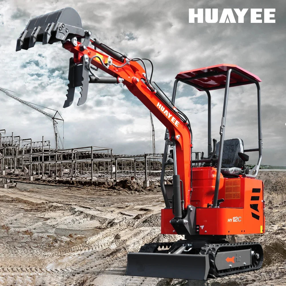 HUAYEE HY12C | Mini Excavator - Hydraulic Thumb Clamp, 13.5HP B&S Engine Gas Powered