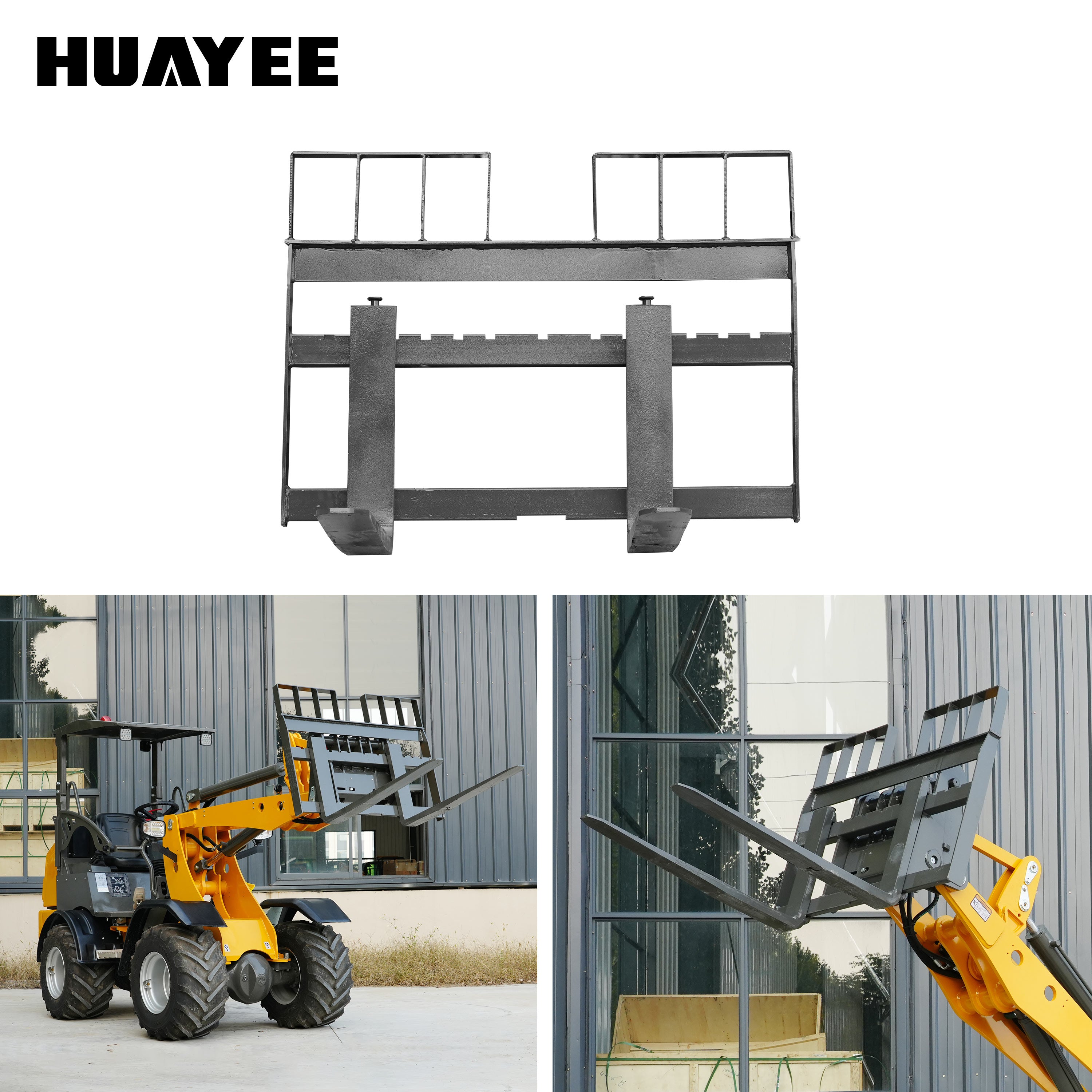 Pallet Fork Attachment for WHY500 & WHY1000 Wheel Loaders | HUAYEE WHY-1
