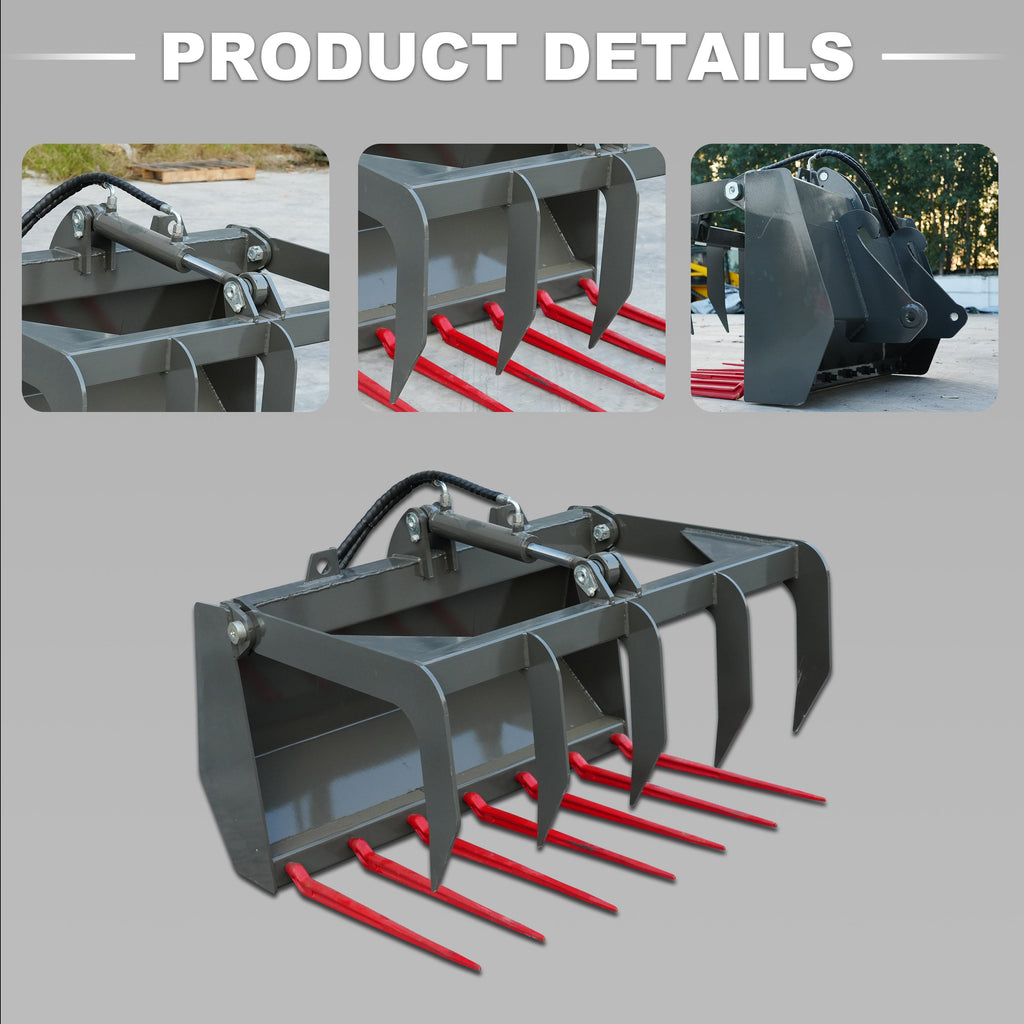 Grapple Fork Attachment for WHY1500 Wheel Loader | Log & Brush Grapple | HUAYEE WHY-5