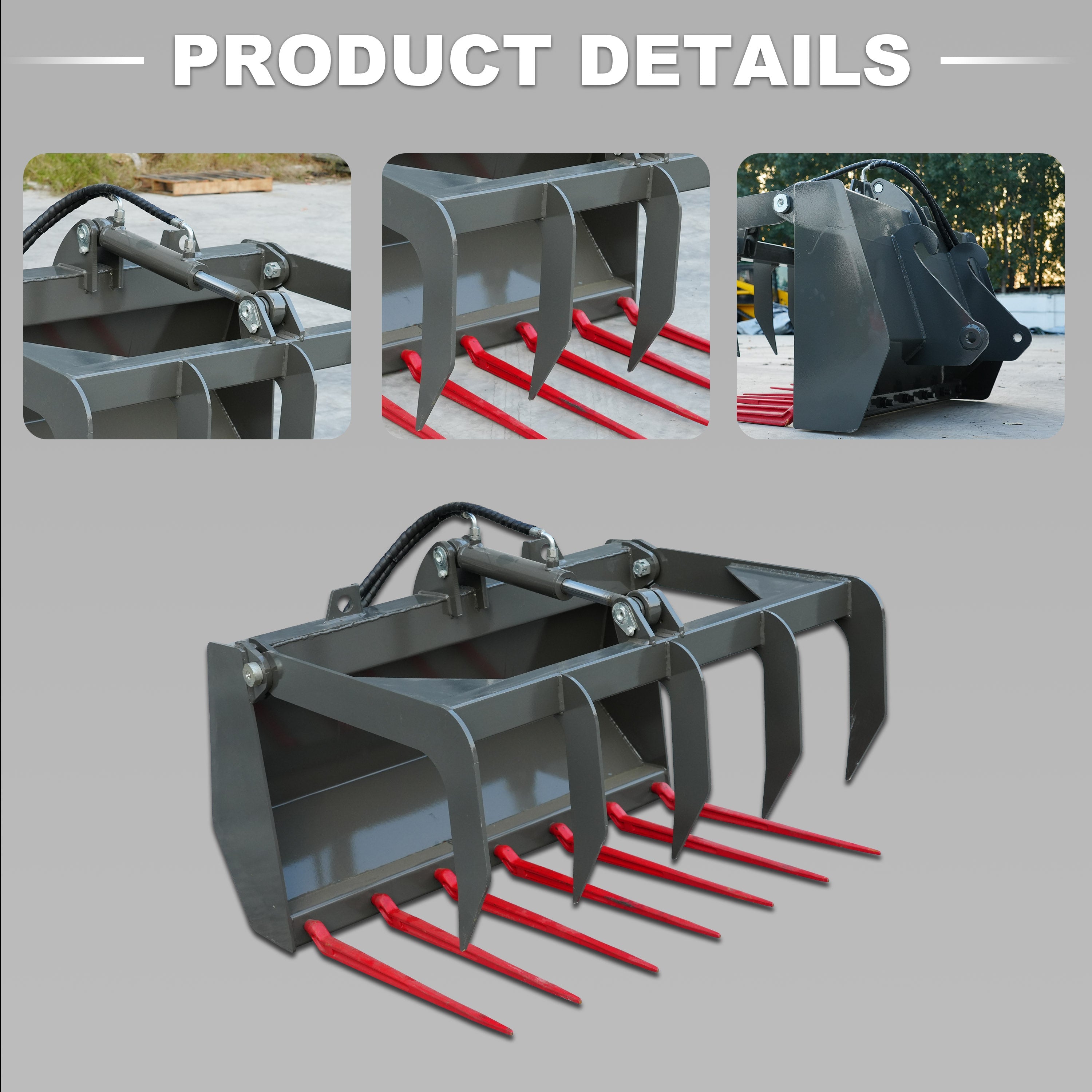 Grapple Fork Attachment for WHY1500 Wheel Loader | Log & Brush Grapple | HUAYEE WHY-5