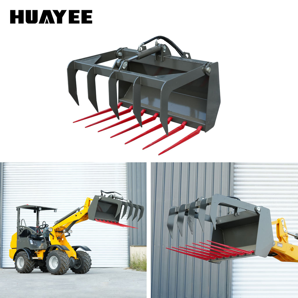 Grapple Fork Attachment for WHY1500 Wheel Loader | Log & Brush Grapple | HUAYEE WHY-5