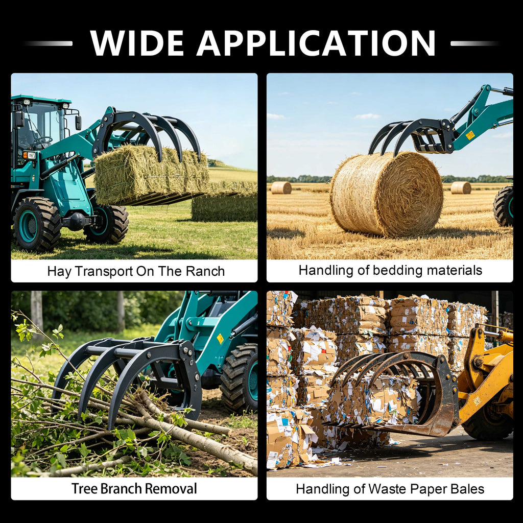 Grapple Fork Attachment for WHY1500 Wheel Loader | Log & Brush Grapple | HUAYEE WHY-5