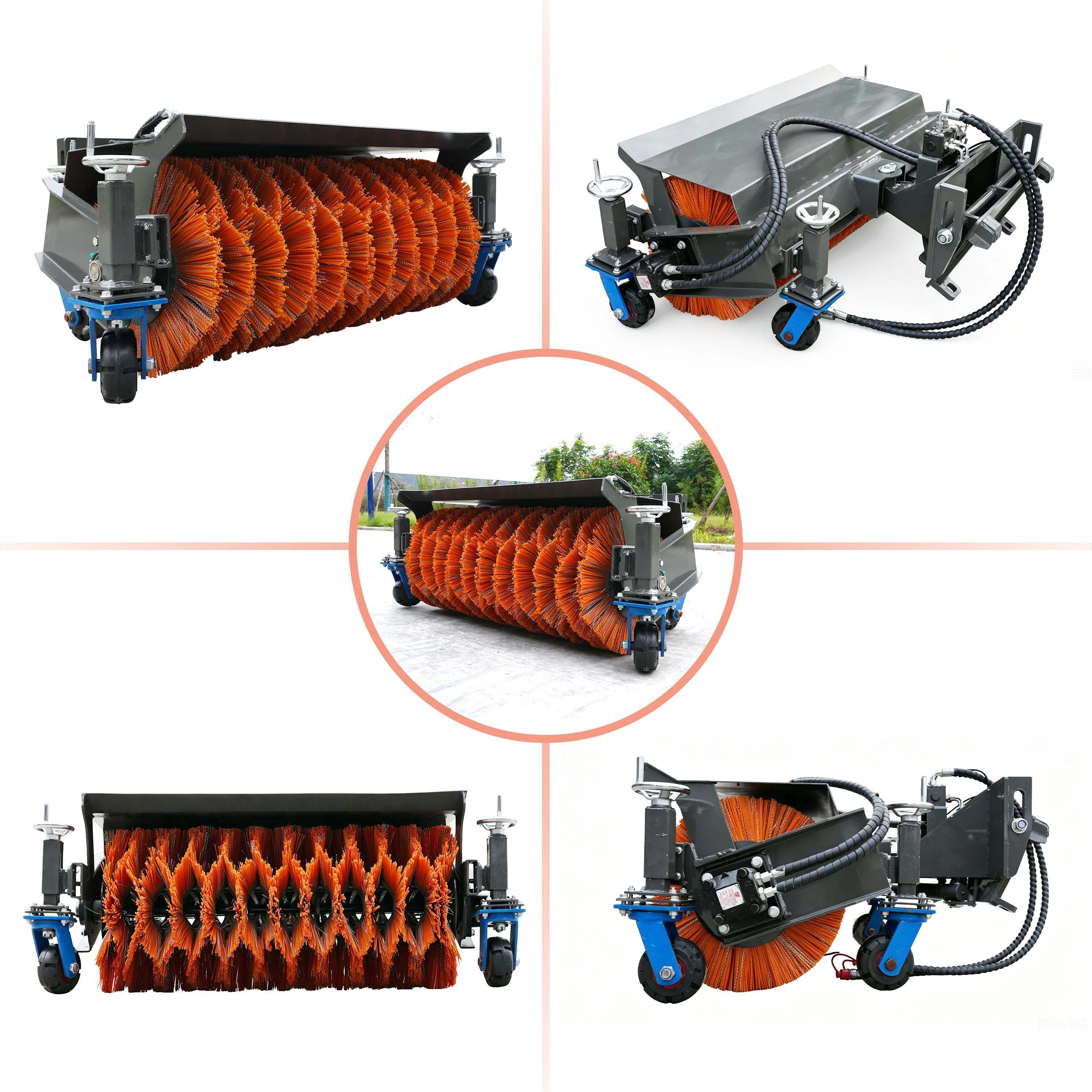 HUAYEE WHY-2 Sweeper Attachment Angle Broom for WHY500 & WHY1000 Wheel Loaders